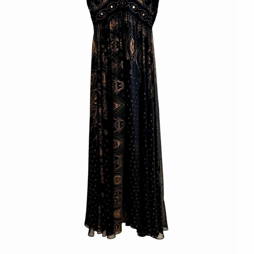Free People Candela Embellished Mirror Maxi Dress Boho Festival Black Gold Sz 2 - Picture 8 of 11